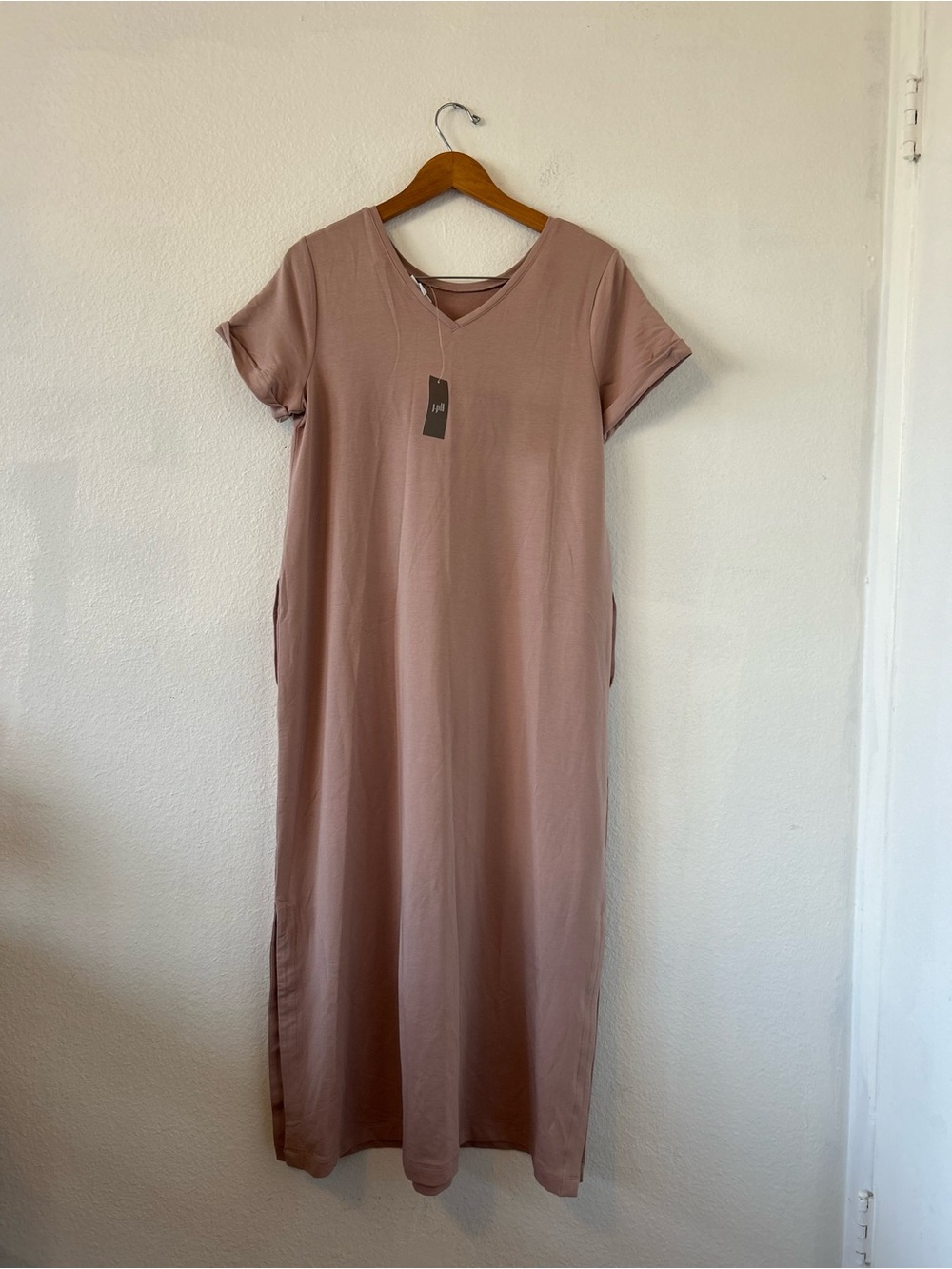 J Jill Affinity Pure Pima Cotton Casual Maxi Dress Pink Fawn Size M - Picture 5 of 9